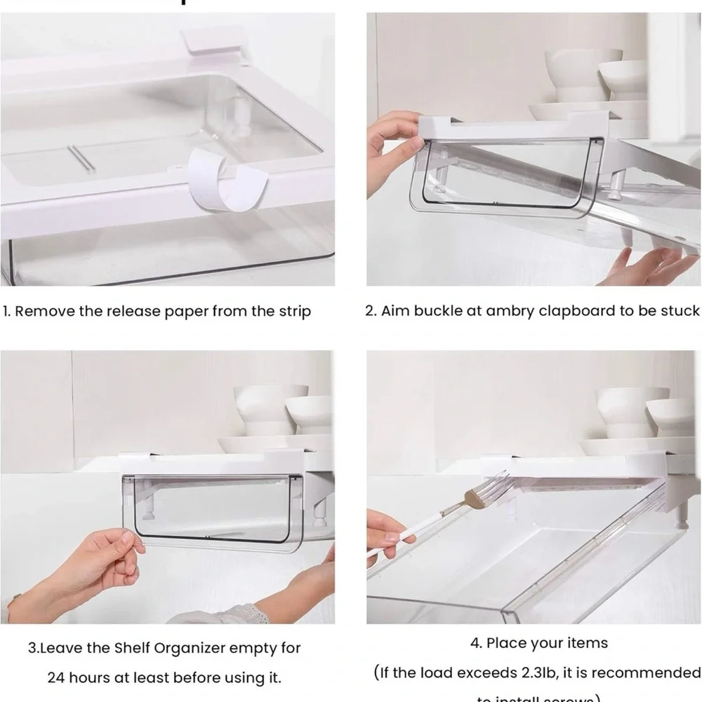Set of 2 “Under Shelf” White and Clear Storage Drawer NEW